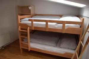 2 Etagenbetten in einem kleinen Zimmer in der Unterkunft Apartment Alpina in Hočko Pohorje
