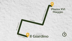 a map with a green arrow pointing to a macayaichen at B & B Il Giardino in Noto