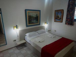 een slaapkamer met een bed en twee lampen aan de muur bij La Tranquilidad Soñada in Mendoza