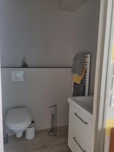 een witte badkamer met een toilet en een wastafel bij Studio Flow Libourne in Libourne