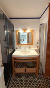 a bathroom with a sink and a shower at MALDIVES Joli T2 cabine proche plage Richelieu Cap d'Agde in Cap d'Agde