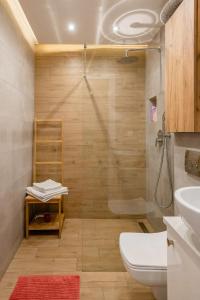 a bathroom with a shower and a toilet and a sink at The Best Location in Cracow for City Break in Kraków