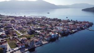 an aerial view of a small island in the water at Asteri Apartments Mytikas 2-Bedroom Seaview Courtyard in Mitika