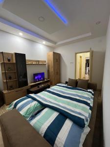 una camera con 2 letti e una TV a schermo piatto di Mance apartments a Paraćin