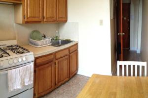 a kitchen with a sink and a stove top oven at 1 BDRM APT, 15 MINS FROM MANHATTAN in Fresh Pond Junction