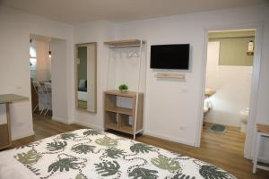 a room with a bed and a tv on a wall at Casa Viscardi in Naples