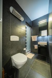 a bathroom with a toilet and a sink at Appartement Miete - dichtbij strand en winkels in Bredene