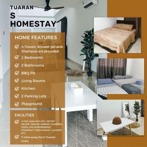 a poster of a room with a bed and a table at Modern Cozy Home with Minimalist design in Tuaran