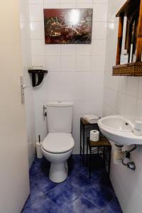 uma casa de banho com um WC e um lavatório em Vue mer et remparts. Entre vieille ville et plages em Antibes