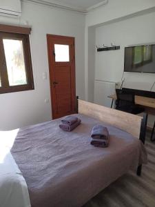 Postel nebo postele na pokoji v ubytování Poros Seaside Suite