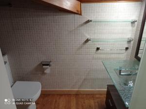 因克勒斯Cabaña de madera Valle de Incles Orenetes的带马桶和水槽的浴室