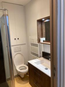 łazienka z toaletą i umywalką w obiekcie Studio Saint Germain des près w Paryżu