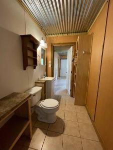 een badkamer met toilet en wastafel bij Shady Pine Cabin in Benton