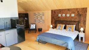ein Schlafzimmer mit einem Bett und einem TV in der Unterkunft Dzikie Lisko - Apartament z klimatyzacją in Lesko