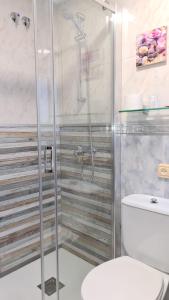 貝洛拉多的住宿－Pension Toñi，带淋浴和卫生间的浴室