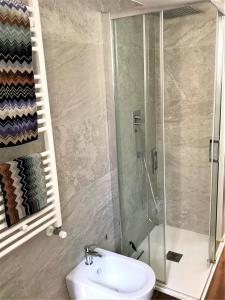 a bathroom with a shower and a sink and a toilet at Eternal City Apartment in Rome