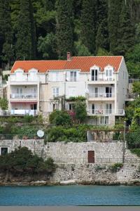 una casa grande en una colina junto al agua en Apartments Karla, en Dubrovnik