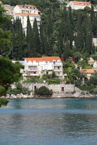 una casa su una collina vicino a un corpo d'acqua di Apartments Karla a Dubrovnik
