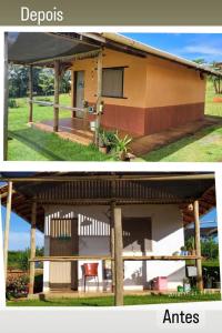 a house before and after being remodeled at Aldeia Canastra Pousada in São Roque de Minas