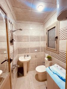a bathroom with a toilet and a sink at Elmansour hotel apartments 82 in Mansoura