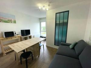 Televízia a/alebo spoločenská miestnosť v ubytovaní Studio Bords de plage