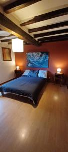 ein Schlafzimmer mit einem großen Bett mit zwei Lampen in der Unterkunft Maison dans le sud du Gers 