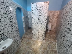 a bathroom with a sink and a toilet in it at Dar de l'Atlas in Lalla Takerkoust