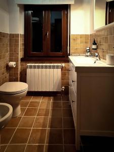 a bathroom with a toilet and a sink at Aufidena Apartment in Alfedena
