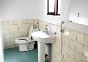 a bathroom with a sink and a toilet at Bird Village Guesthouse Rook in Ulsan