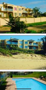 dos fotos de un edificio y una piscina en No 21 Marina Palms, en Hibberdene