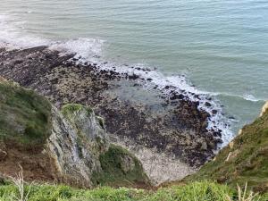 un gruppo di rocce sulla riva dell'oceano di Le Manoir by CauxCottes a Vattetot-sur-Mer