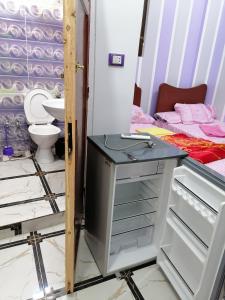 La salle de bains est pourvue d'un lavabo et de toilettes. dans l'établissement Zohra Guest House, à Assouan