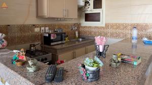 Кухня або міні-кухня у Full Pyramids View Apartment with Balcony For 8 P