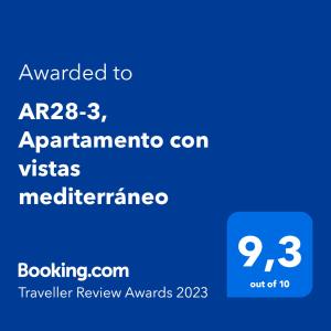 Certifikát, ocenenie alebo iný dokument vystavený v ubytovaní AR28-3, Apartamento con vistas mediterráneo