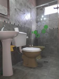 a bathroom with a toilet and a sink at La Malargüina in Malargüe