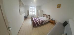 a bedroom with a bed and a couch in it at Cramiland - Super appart 5 pers centre ville in Montbéliard