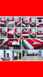 a collage of pictures of beds in a room at Redbell Suites Manjeri in Manjeri