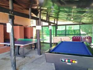 a room with a pool table and a ping pong ball at Indigo Chalets in Port Edward