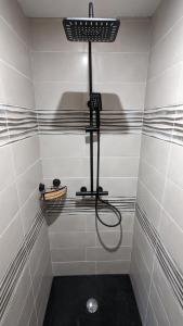 La salle de bains est pourvue d'une douche. dans l'établissement La Salabertie, à Bagnac