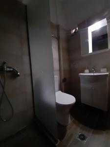 a bathroom with a toilet and a sink at Studio Lefteris in Skiathos