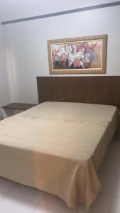 a bed in a room with a picture on the wall at Apartamentos Boulevard in Caldas Novas