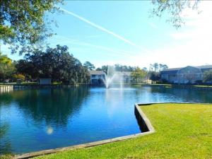 Un estanque con una fuente en el medio. en S3, comfy, close to pickleball, en Mallory Park