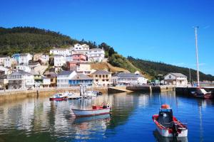 un grupo de barcos están atracados en un puerto en Casa O Coto, en Grañas