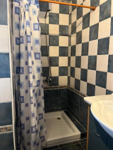 een badkamer met een douche en een wastafel bij Apartamento El Mar in San Andres y Sauces