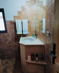 聖安托尼奧迪加盧拉的住宿－Residenza Mika，一间带水槽和镜子的浴室
