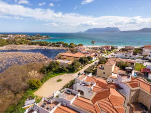 an aerial view of a town with the ocean at Vista Mare Apartment 5 in Olbia