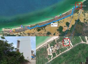 a collage of two pictures of a road and a map at Kuka Casa de playa Linda villa al frente del mar in Sisal