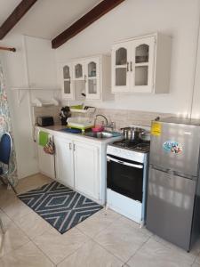 聖詹姆斯的住宿－Lendal APT，厨房配有炉灶和冰箱。