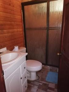 a bathroom with a toilet and a sink and a shower at Finca pedacito de cielo in Paraíso