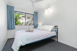 um quarto com uma cama e uma janela em Dolphin View on South Esplanade em Bongaree